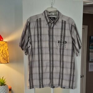 HARLEY DAVIDSON Gray Plaid Men's Shirt